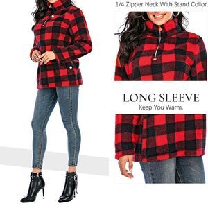 ⭐️nwt Les Umes Sherpa Fuzzy Fleece Collar Sweatshirt⭐️